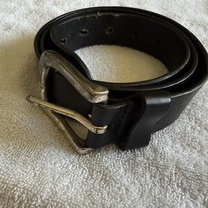 Vintage Y2K Men’s Black Leather Belt Size 38 Nickel Buckle
